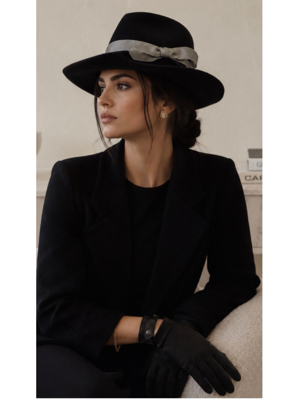 Eugenia Kim Black and Grey Rabbit Hair Hat, M New w Tags